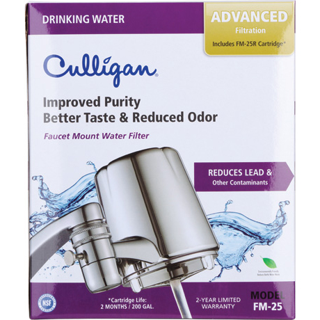 Chrome Finish Culligan FM-25 Faucet Mount Filter with Advanced Water Filtration 