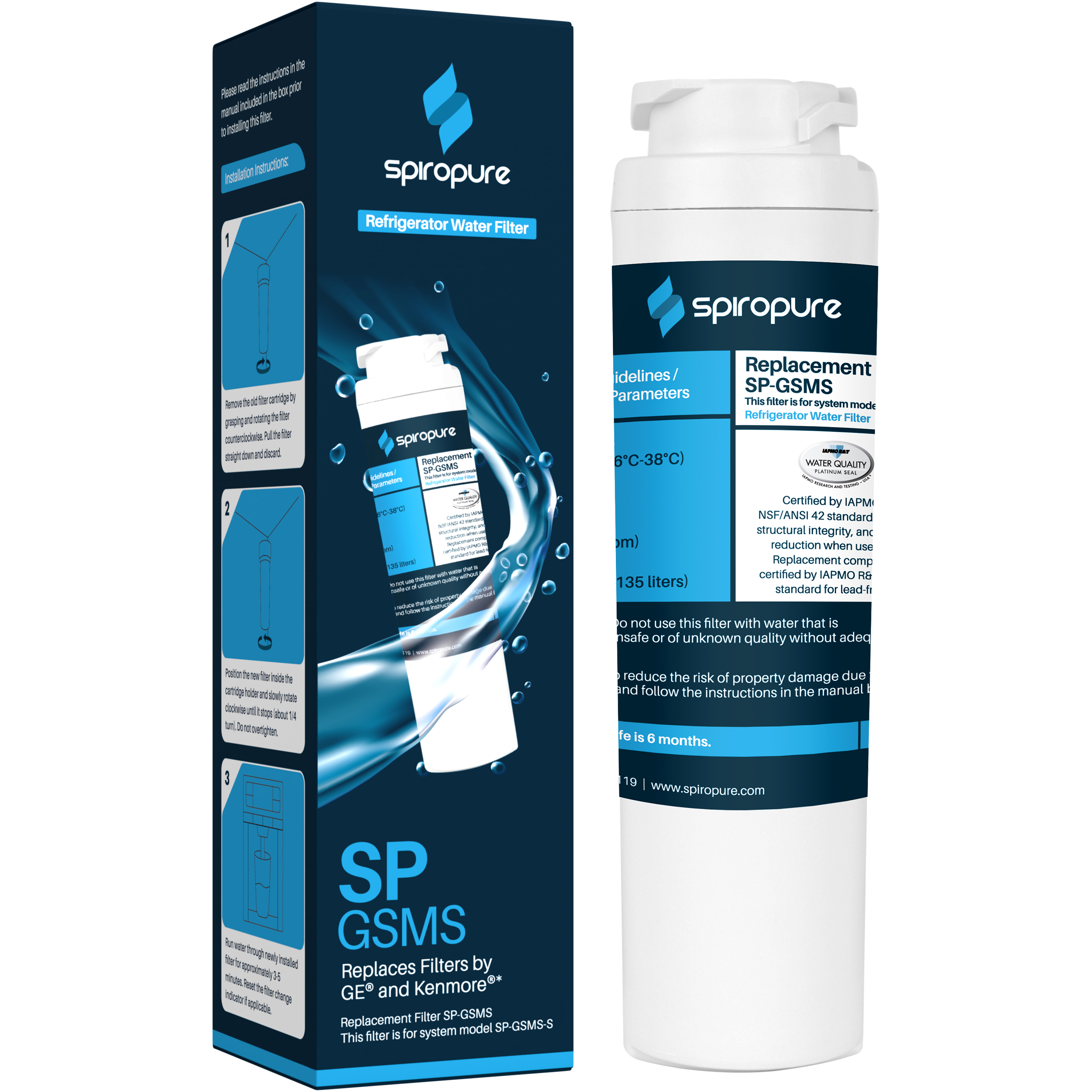 Watersentinel WSG-1 Filtro Acqua Frigorifero (Confezione 2 Pezzi) - Ricambio Compatibile GE MWF, Riduce Cloro E Impurità