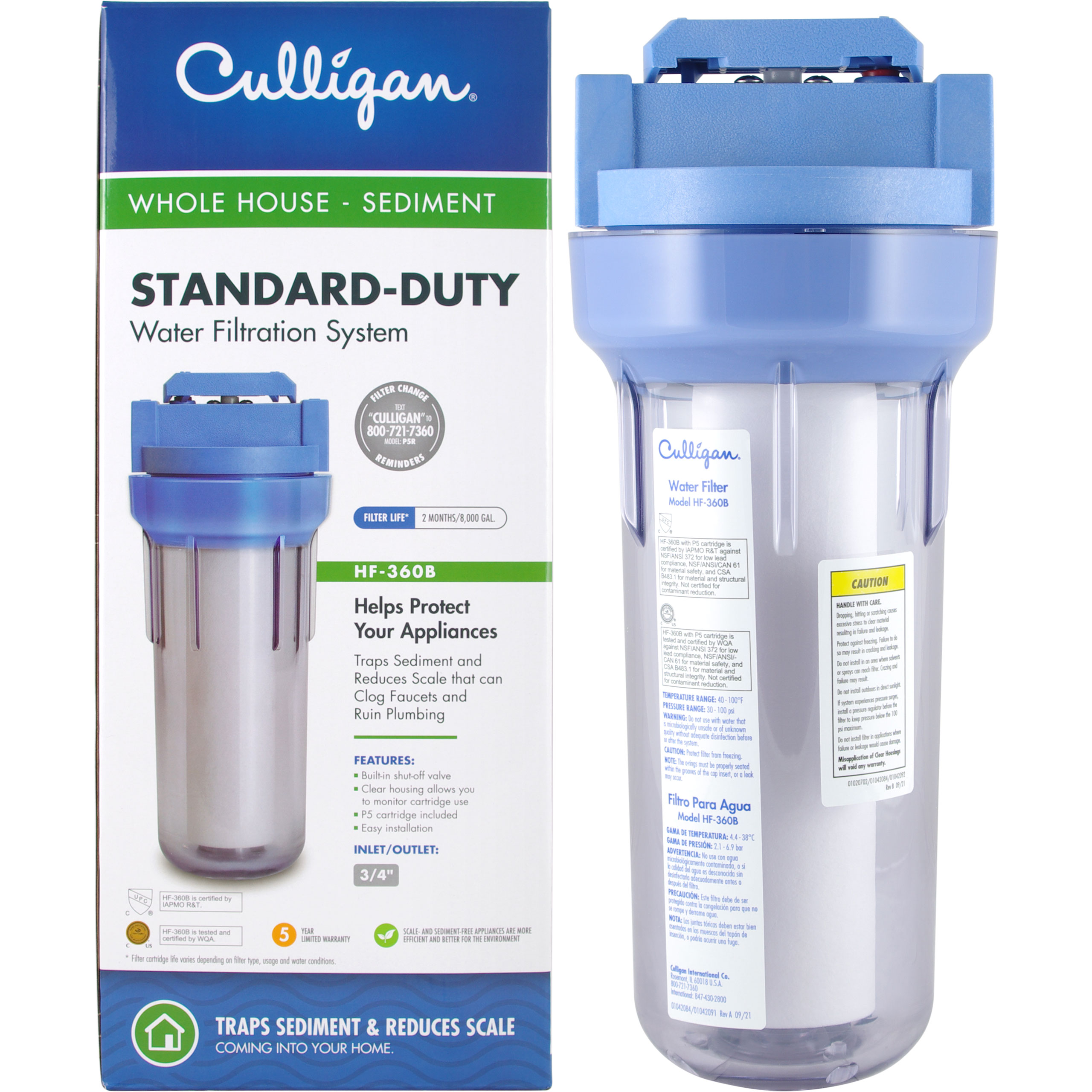 Culligan HF360 3/4" Clear Water Filter Housing 11.21