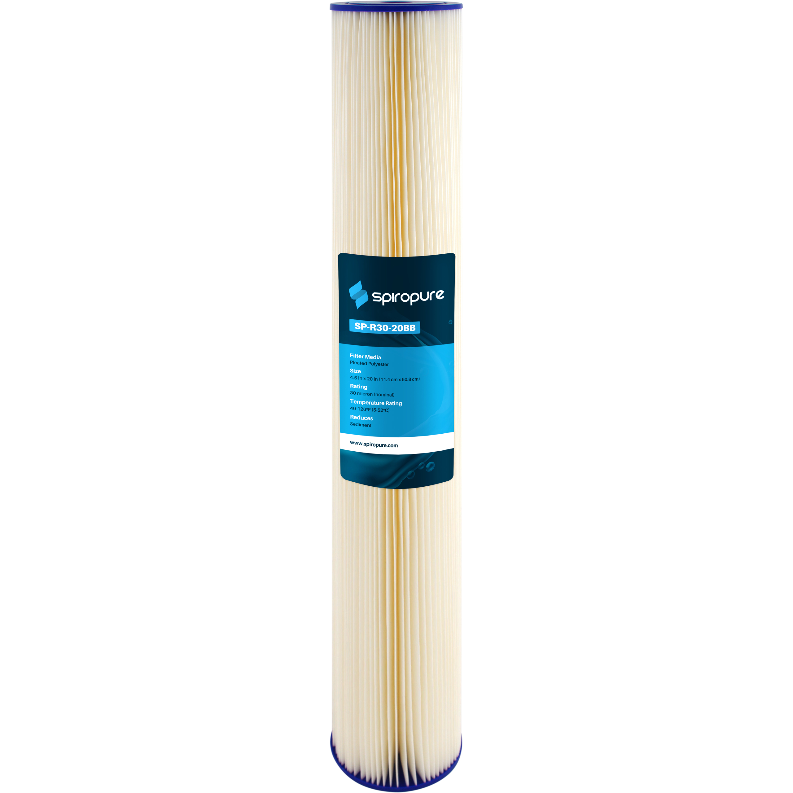 thumbnail image 2 of Pentek R30-20BB 30 Micron Whole House Sediment Filter - 20x4.5 Inch Pleated, 6-Pack 2 of 3