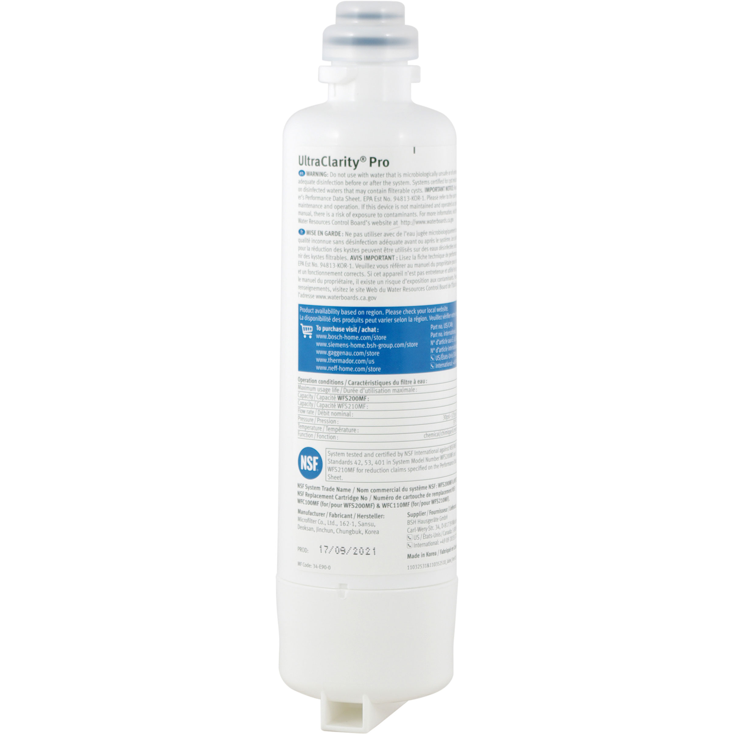 Bosch B36CT80SNS Water Filter (OEM) Only 44.83 per Filter!