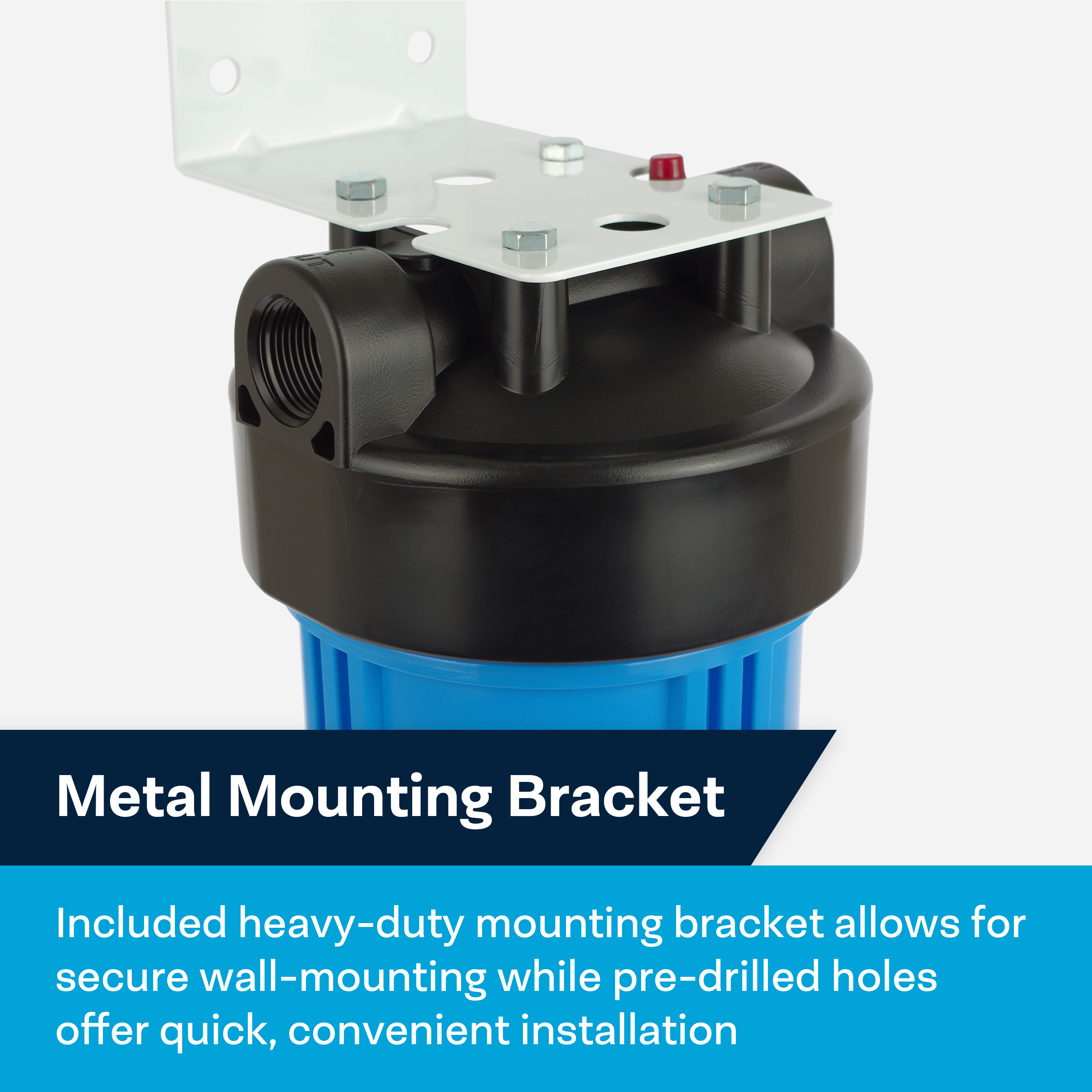 thumbnail interactive-video image 1 of SimPure 20 X 4.5 Big Blue Water Filter Housing – 3-Pack, Whole House, 1" NPT, 20 GPM, With Wrench & Bracket 1 of 3