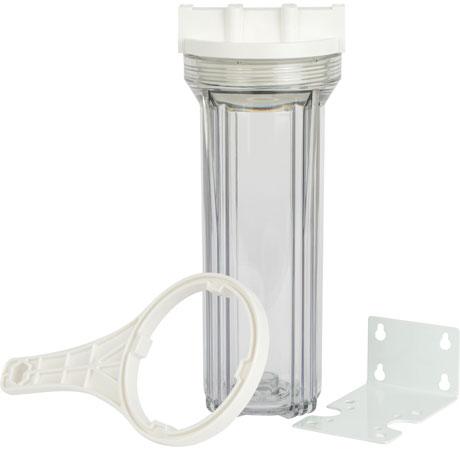 Standard 2.5x10in Clear Whole House Filter Housing 3/4 NPT with Pressure Release 