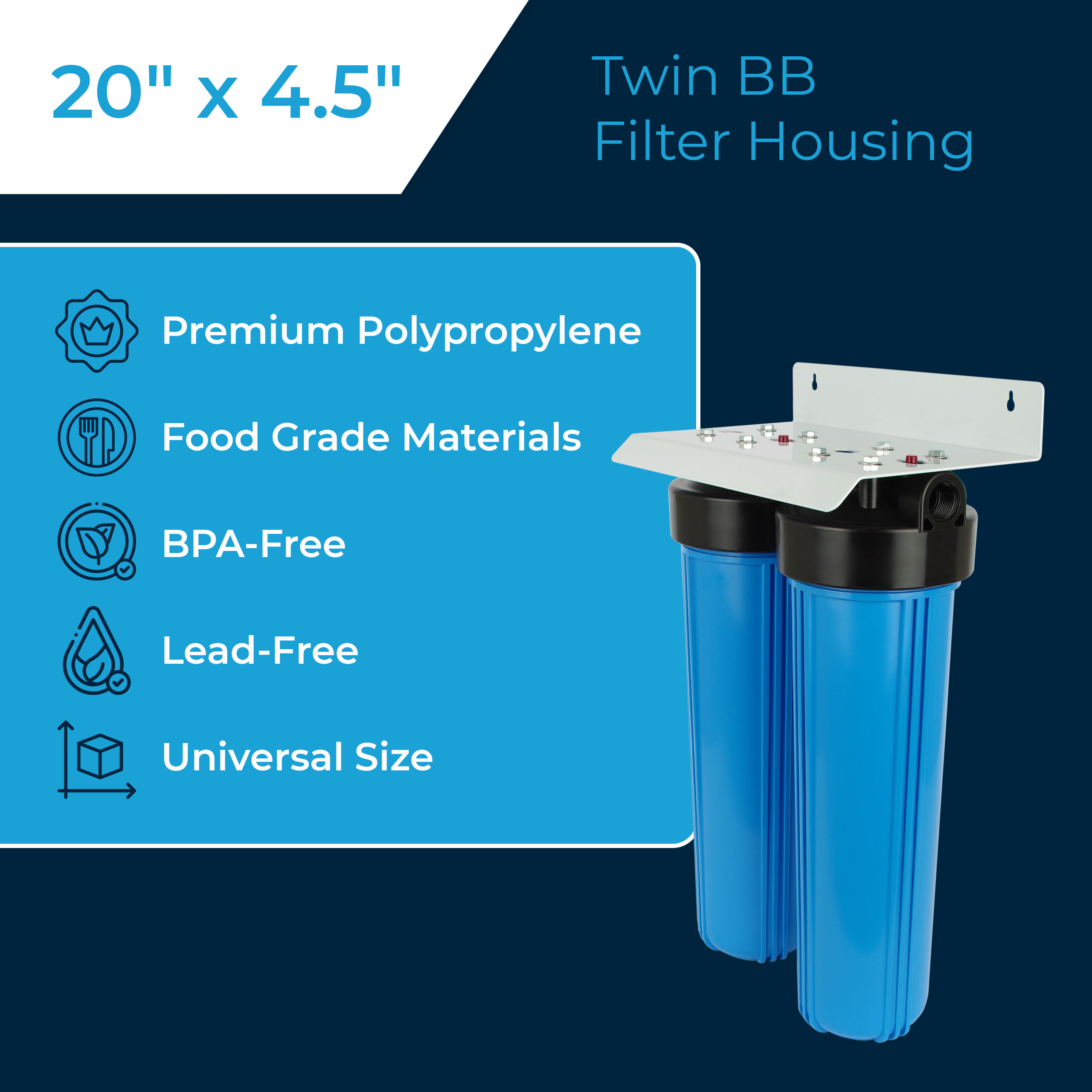 2 Stage Water Filter Housing 4.5 x 20 Big Blue Twin - $112.12