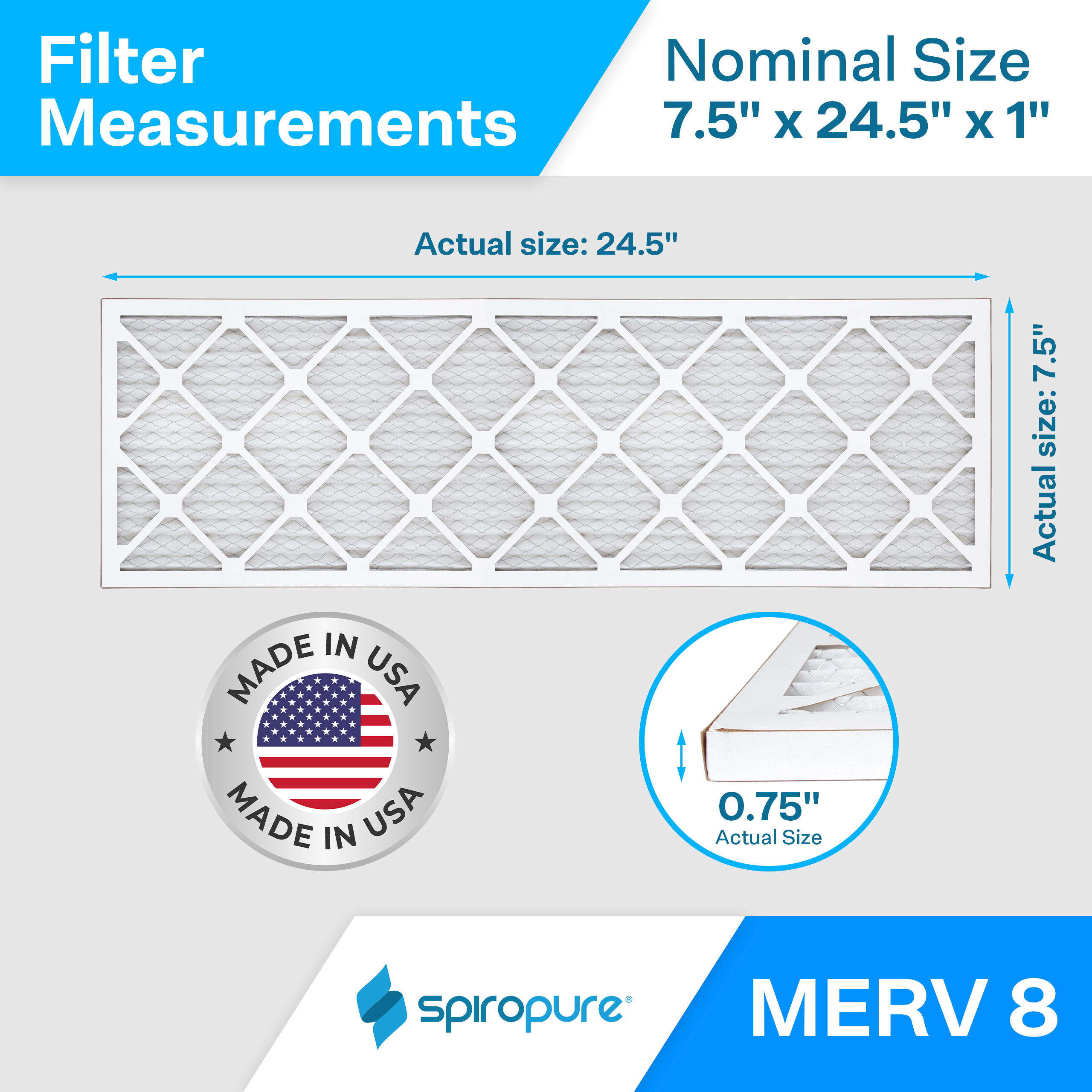 7.5x24.5x1 MERV8