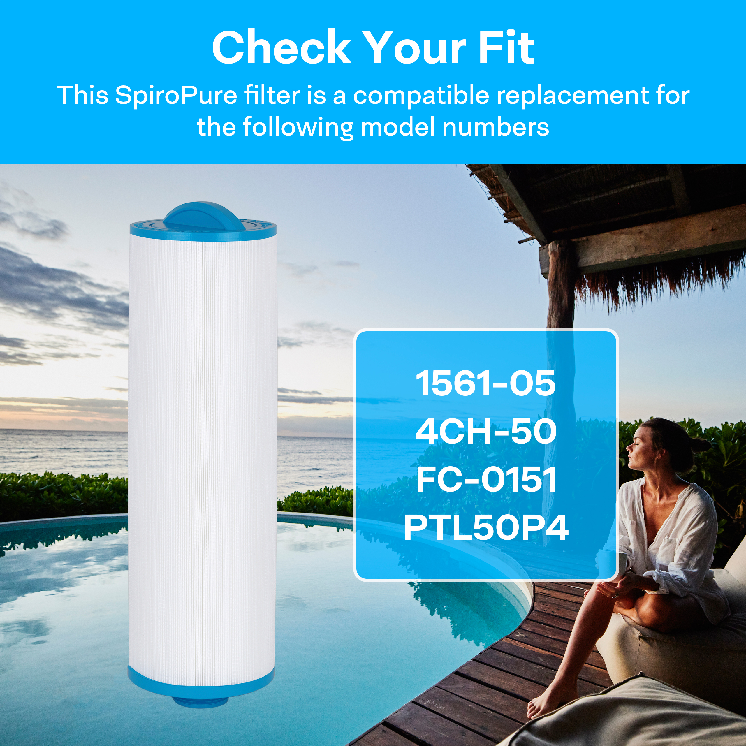 Spiropure Water Filter DriSubt 4CH-949 Spa Filter Replacement For ...
