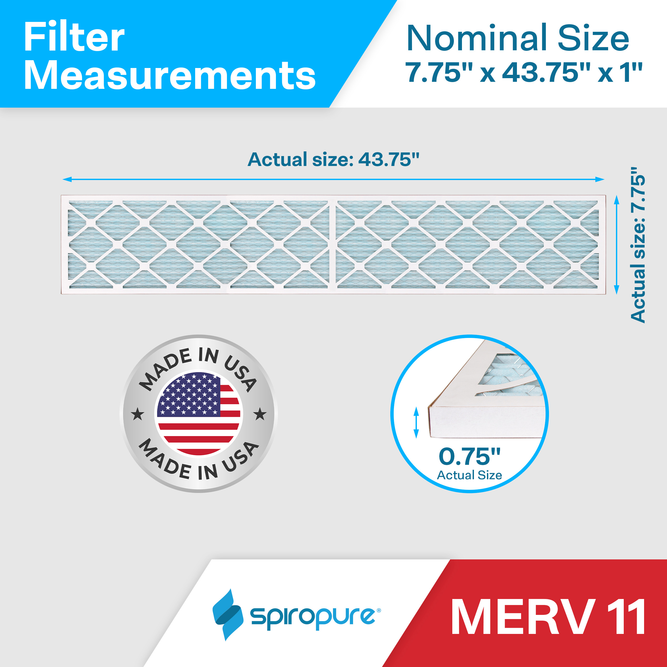 7.75x43.75x1 MERV11